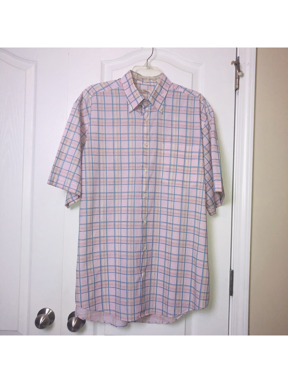 Peter Millar Vintage Shirt, Pink Plaid, Men’s Size Large